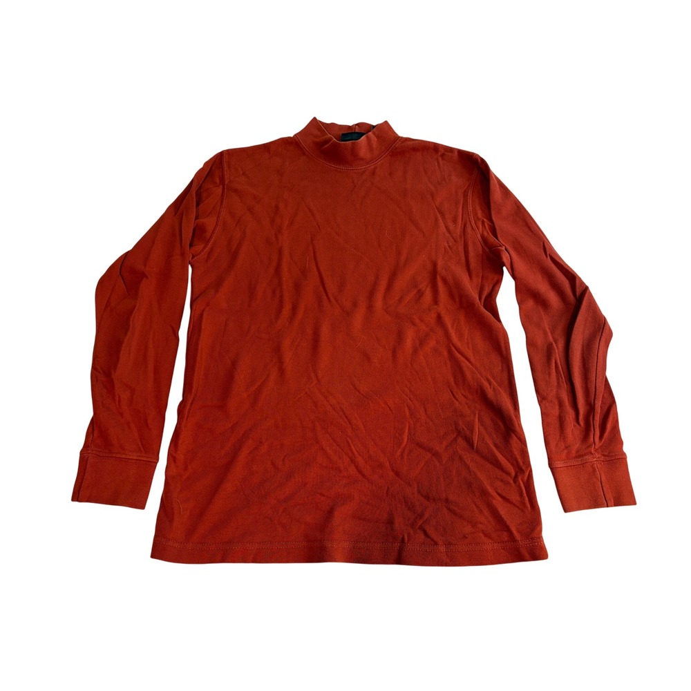 Croft & Barrow Womens Mock Neck Long Sleeve Top Burnt Orange Rust Small READ